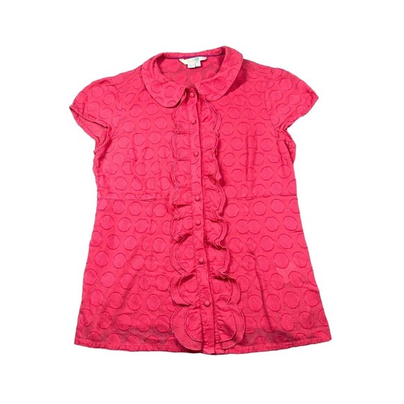 Boden top us size 4 pink ruffles button down ruffles - Picture 1 of 9